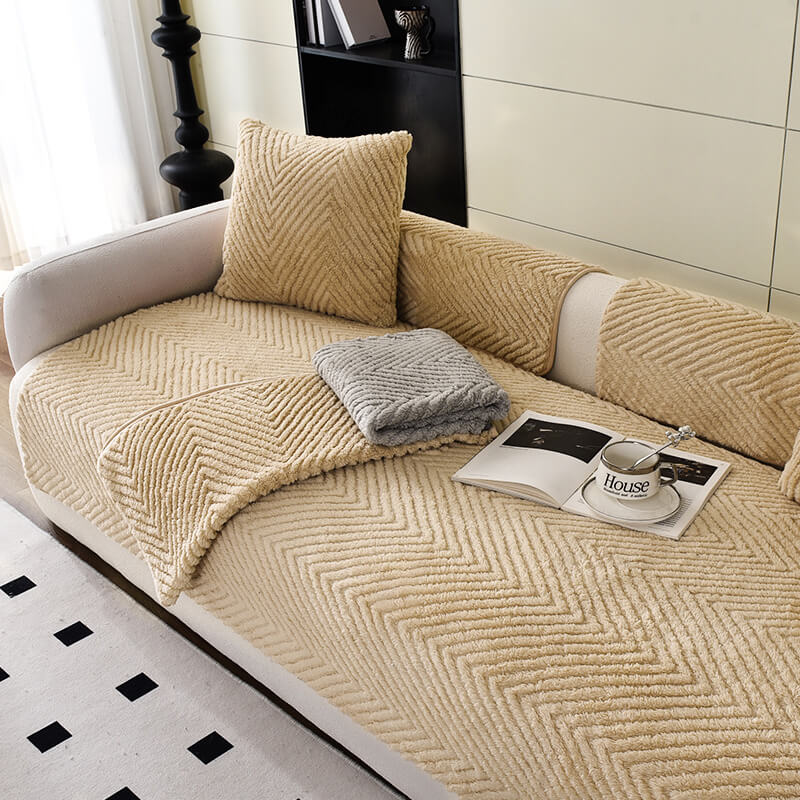 GeoPlush - Geometric plush sofa cover