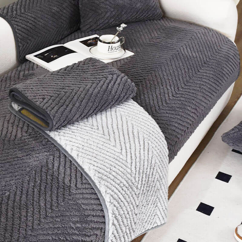 GeoPlush - Geometric plush sofa cover