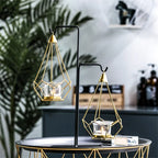 Hangende metalen kaarsenhouder met gefacetteerd diamantdesign