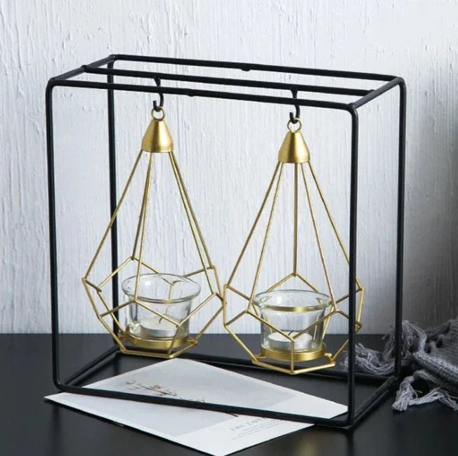 Hangende kaarsenhouder | Gefacetteerd diamantdesign | Metaal