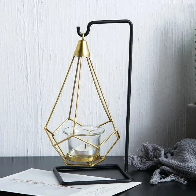 Hangende kaarsenhouder | Gefacetteerd diamantdesign | Metaal