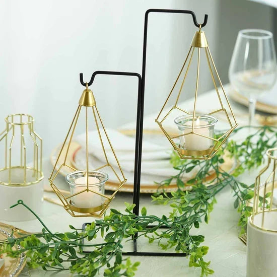 Geometrisch diamantdesign op een decoratieve kaarsenhouder