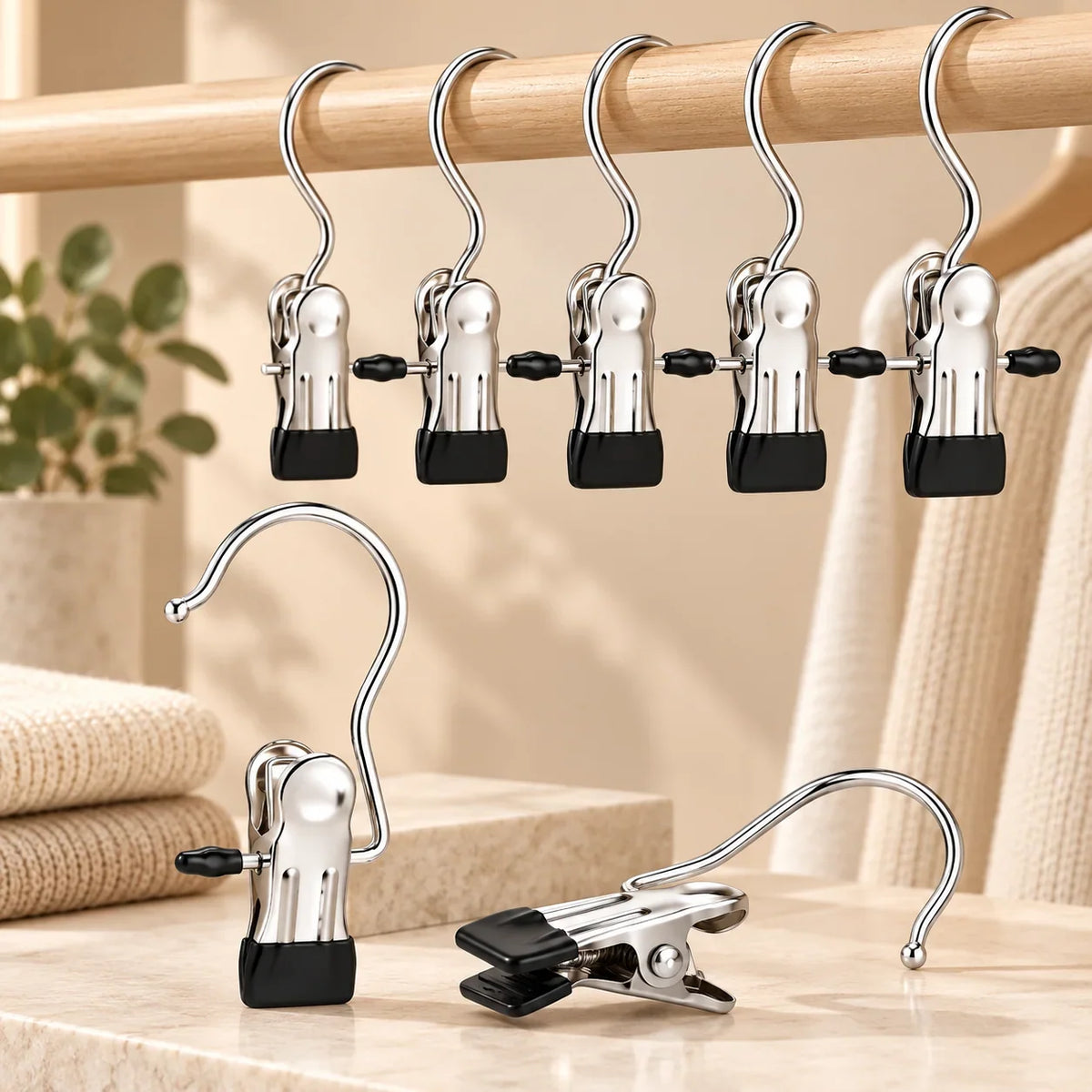 Kledingclips voor hangers | Antisliprubberen grip | Ruimtebesparend