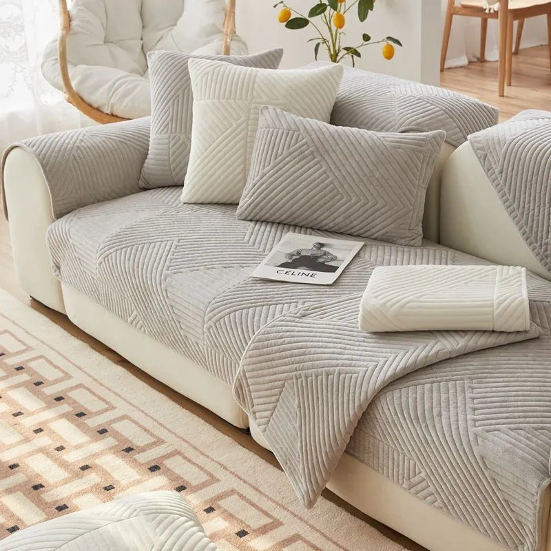 StayLuxe - Thick, non-slip sofa cover with herringbone pattern