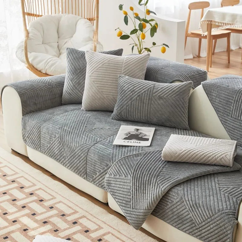 StayLuxe - Thick, non-slip sofa cover with herringbone pattern