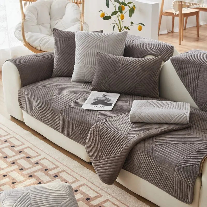 StayLuxe - Thick, non-slip sofa cover with herringbone pattern