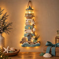 Vuurtoren Wanddecoratie | Driftwood Kuststijl | Touw- & Schelpaccenten | Verlichte Warme Licht