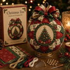 Kerstbal Doe-Het-Zelf Set | 3D Patchwork Stof | Stof & Kralen Inclusief | Geschikt voor Beginners