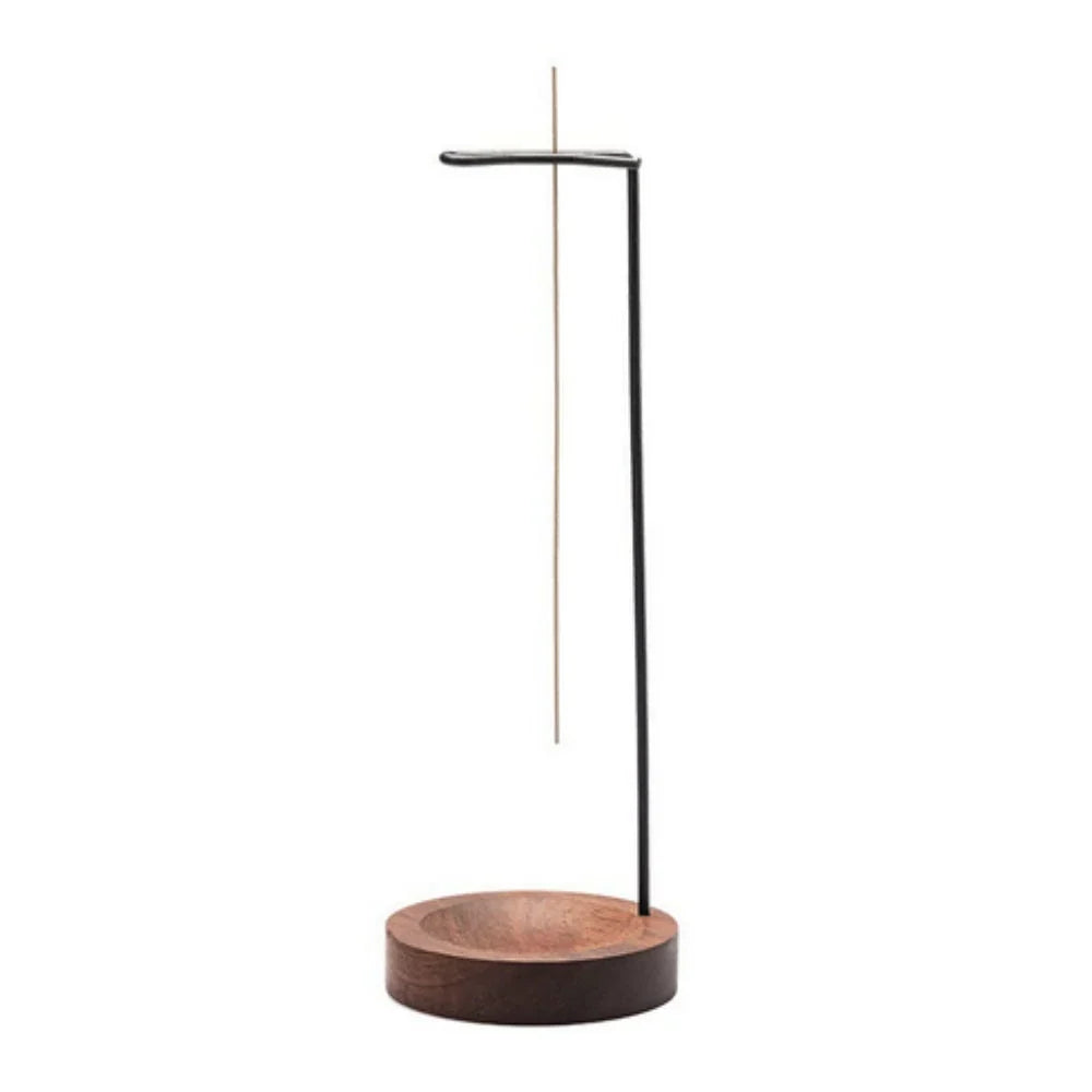 Wierookhouder | Handgemaakte houten basis & metalen houder | 9,1 × 25,3 cm