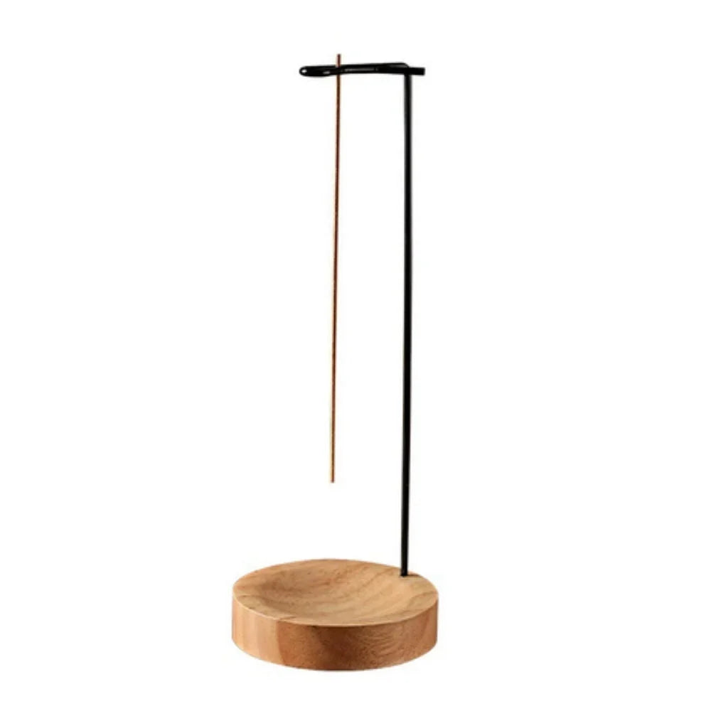 Wierookhouder | Handgemaakte houten basis & metalen houder | 9,1 × 25,3 cm