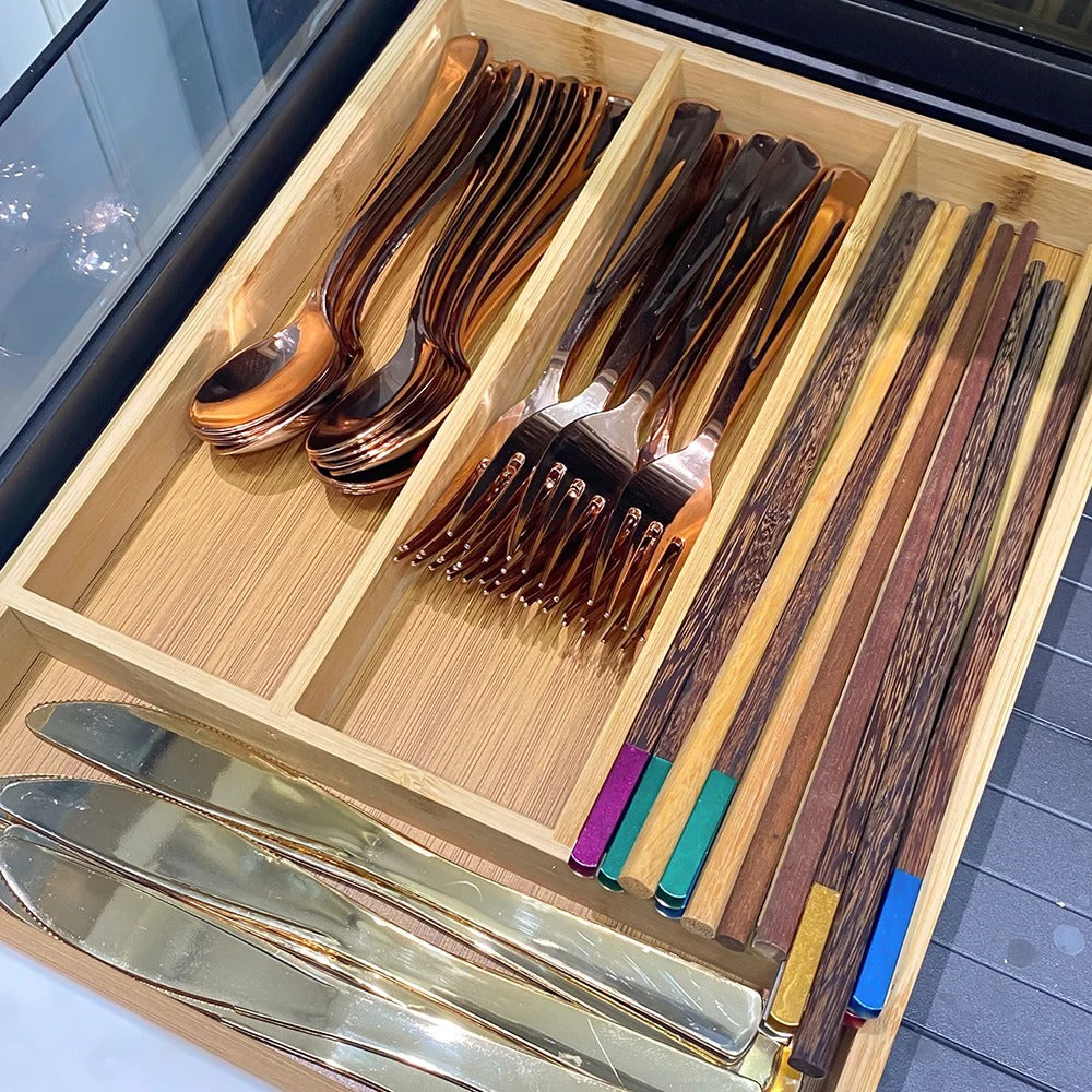 ModernEdge - Bamboo cutlery tray for in the drawer