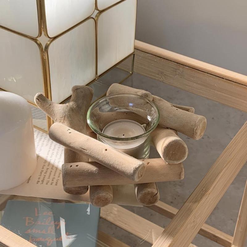 LumiWood - Handmade candlestick made of beach wood