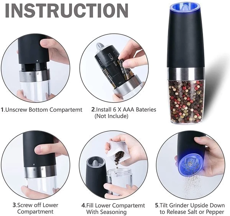 50% OFF | SpiceGlide - Automatic Electric Salt and Pepper Mill with Gravity Sensor