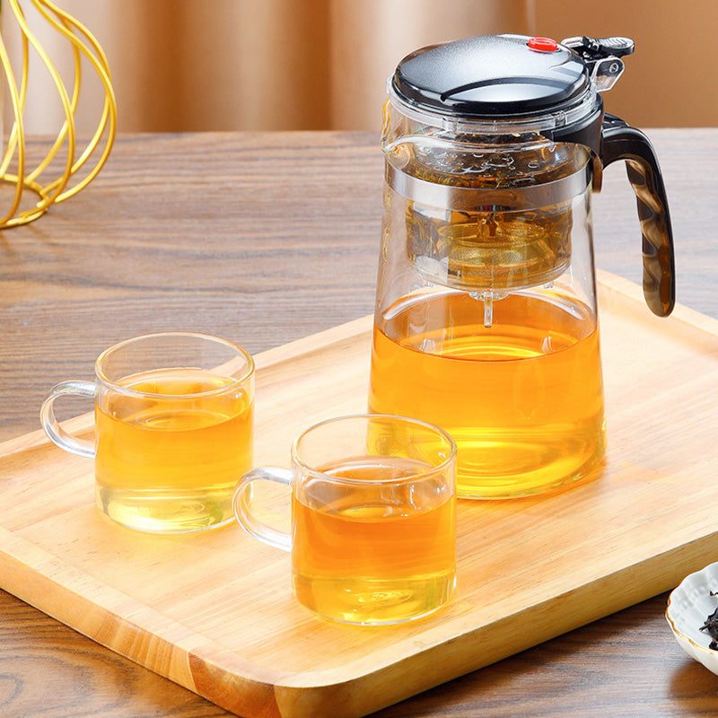 TeaFusion - One-Click Glass Teapot with Removable Tea Strainer