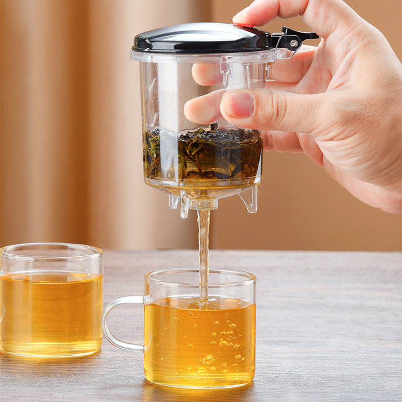 TeaFusion - One-Click Glass Teapot with Removable Tea Strainer