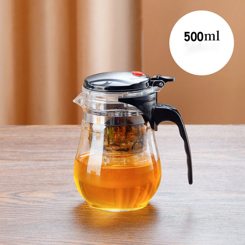 TeaFusion - One-Click Glass Teapot with Removable Tea Strainer