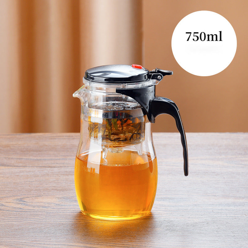 TeaFusion - One-Click Glass Teapot with Removable Tea Strainer